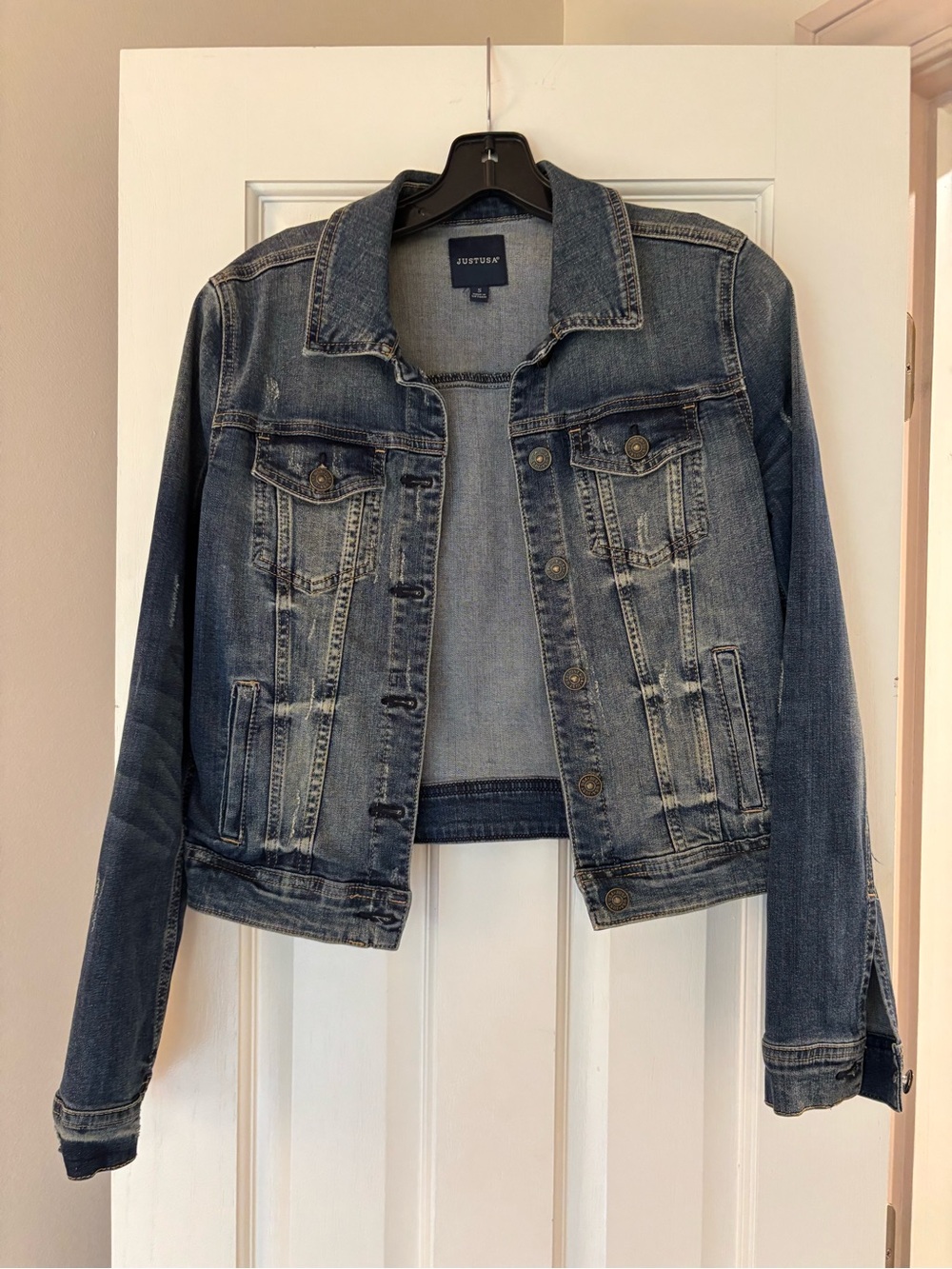 Just USA Distressed Medium Blue Denim Jacket